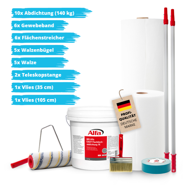 Alfa EASY Flachdachabdichtung Set 1K - Set7 für 35 m² - Gr. M