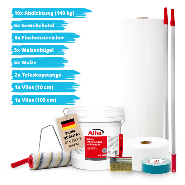 Alfa EASY Flachdachabdichtung Set 1K - Set7 für 35m² - Gr. S