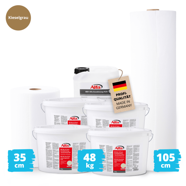 Alfa Flachdachabdichtung FLEX Set 1 - 20 m² - Kieselgrau