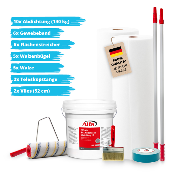 Alfa EASY Flachdachabdichtung Set 1K - Set7 für 35 m² - Gr. L